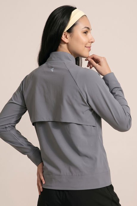 Buy Zelocity Quick Dry Relaxed Fit Gym & Training Jacket - Foggy